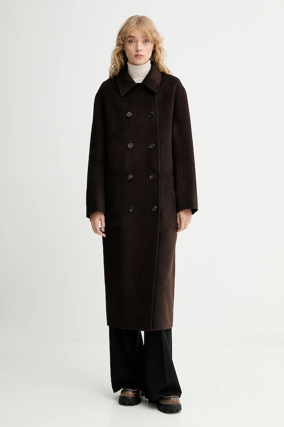 Μάλλινο παλτό Filippa K 31610.FK καφέ AW25