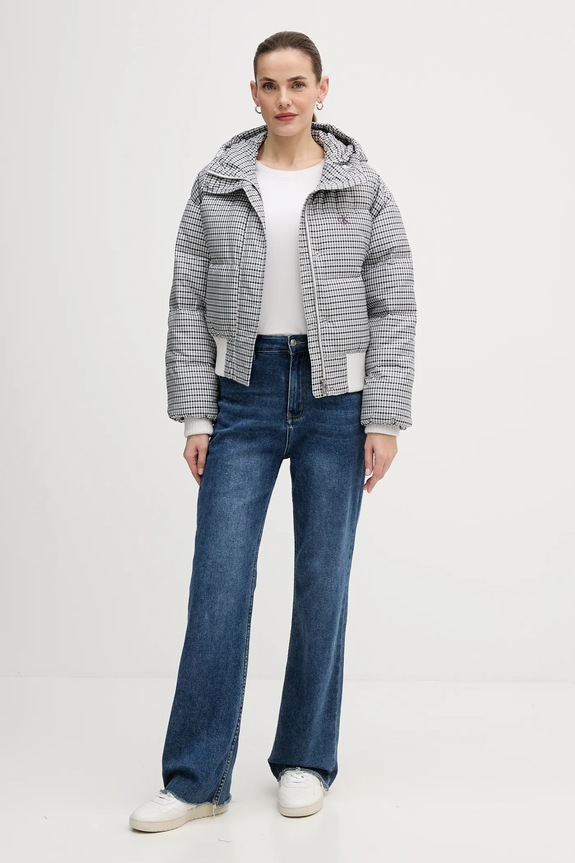 Páperová bunda Calvin Klein Jeans LV044D516G sivá AW25