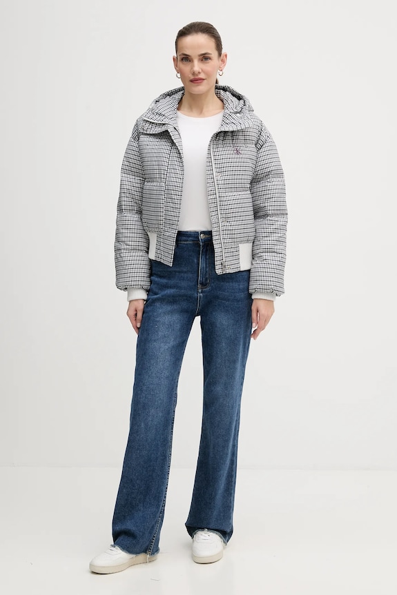 Páperová bunda Calvin Klein Jeans LV044D516G sivá AW25