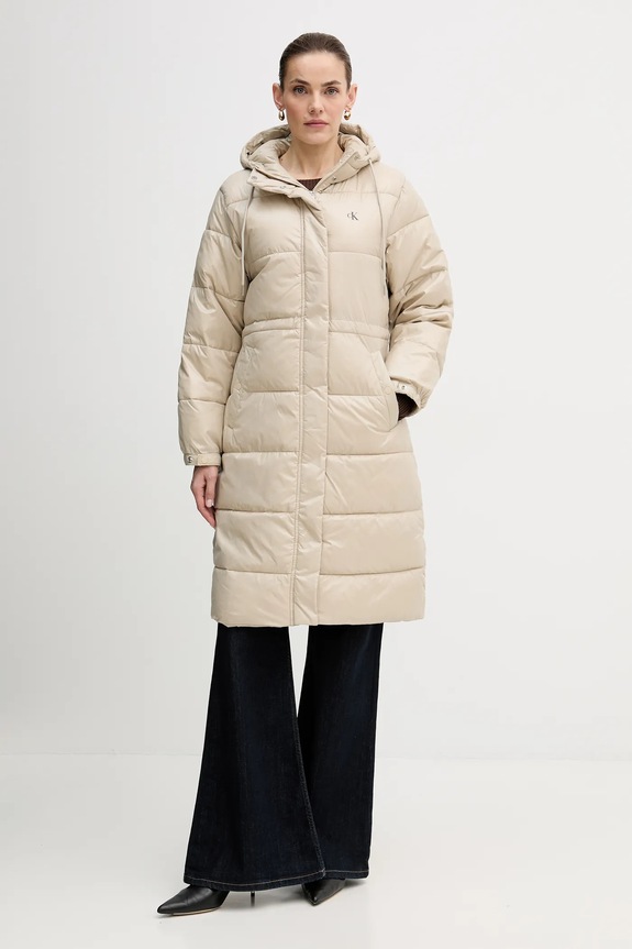Bunda Calvin Klein Jeans parka béžová LV047D506G