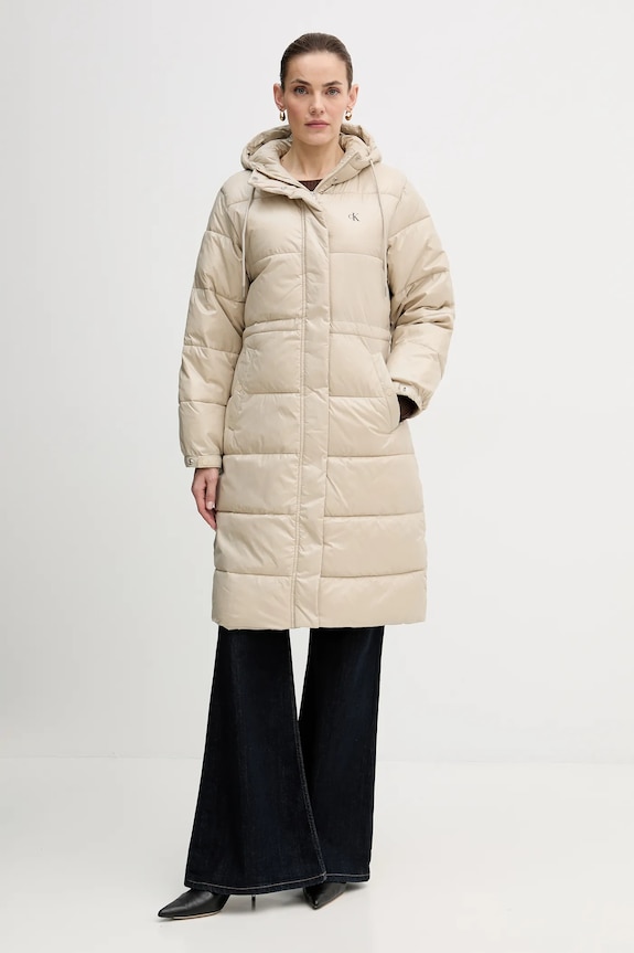 Bunda Calvin Klein Jeans parka béžová LV047D506G