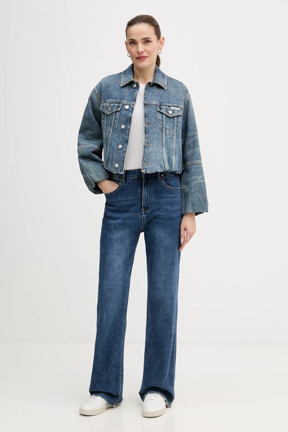 Calvin Klein Jeans pamut farmerdzseki LV047D725G kék AW25