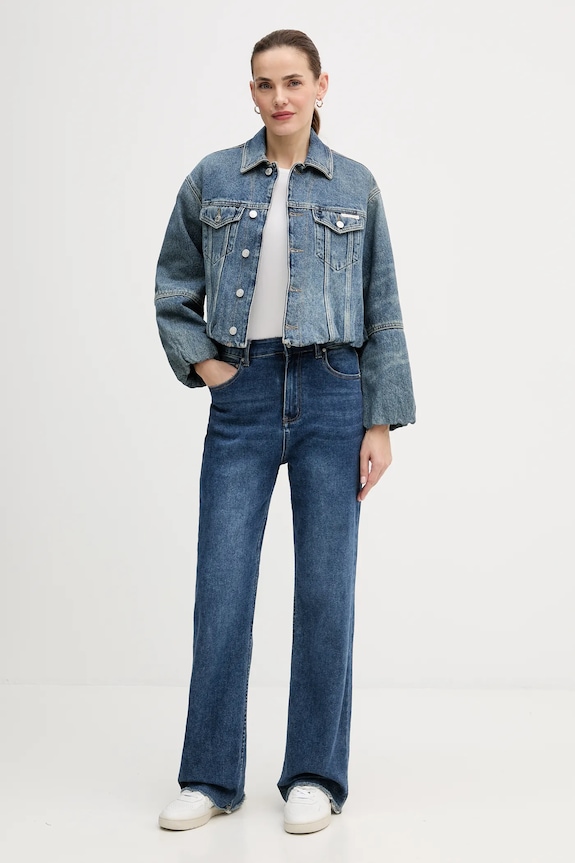 Calvin Klein Jeans pamut farmerdzseki LV047D725G kék AW25