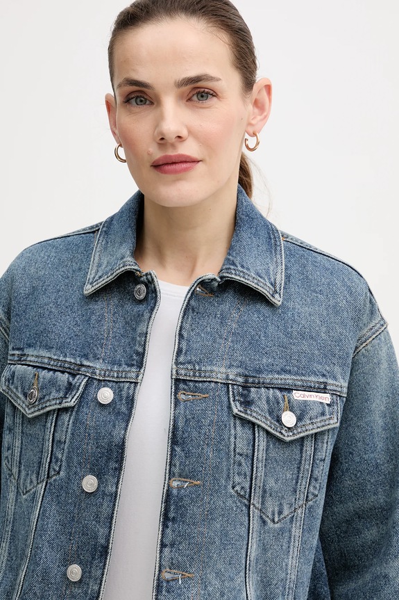 Calvin Klein Jeans pamut farmerdzseki kék LV047D725G