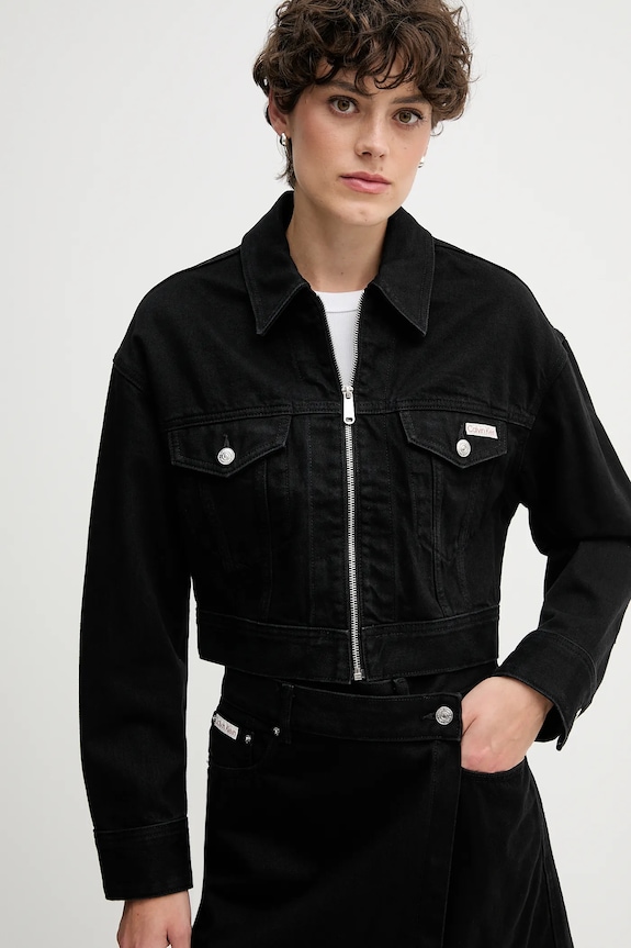 Calvin Klein Jeans kurtka jeansowa czarny LV047D779G