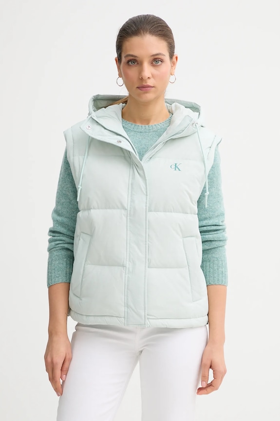 Αμάνικο από πούπουλα Calvin Klein Jeans πράσινο LV044D522G