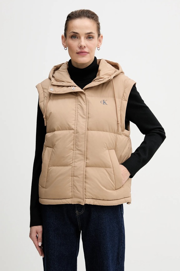 Brezrokavnik s puhom Calvin Klein Jeans bež LV044D522G