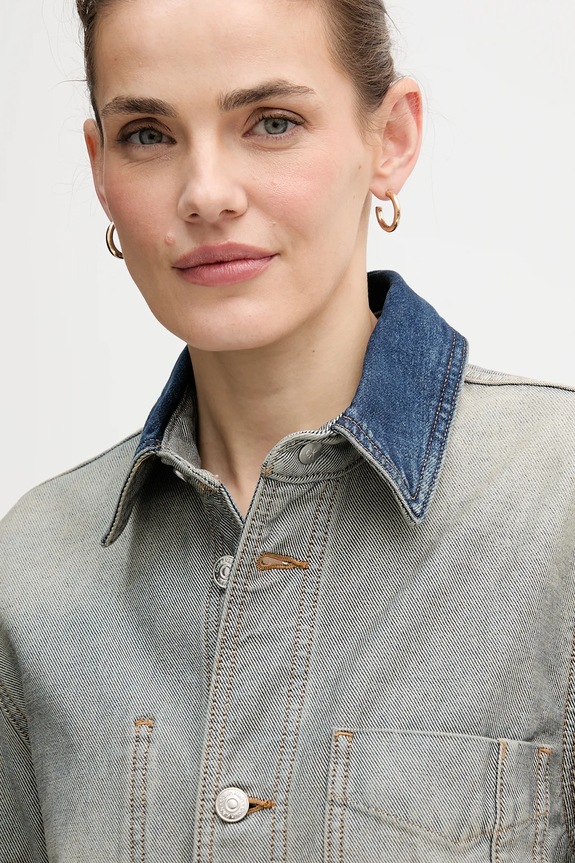 Bombažna jakna iz jeansa Calvin Klein Jeans modra LV047D753G