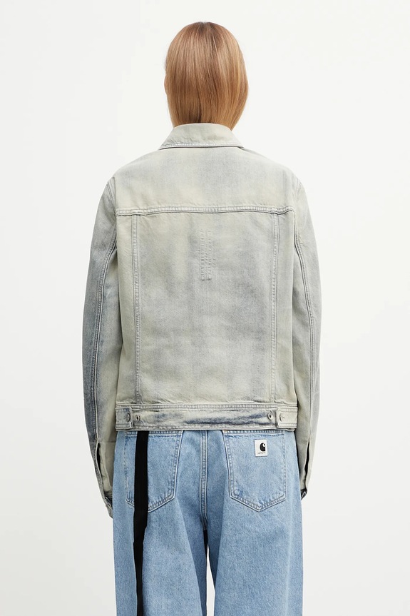 Odzież Rick Owens DRKSHDW kurtka jeansowa bawełniana Trucker Worker DS02E7701.DMP szary