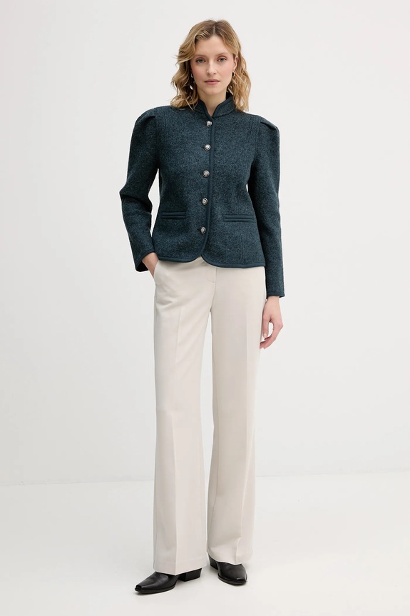 Vlnená bunda Hoss Intropia 5432677 tyrkysová AW25