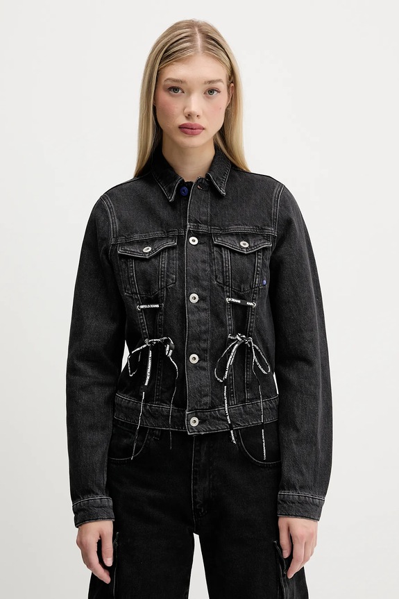 Rifľová bunda Karl Lagerfeld Jeans bez kapucne čierna A4W14012