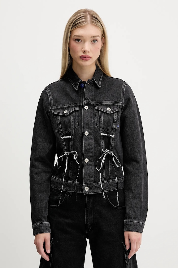 Rifľová bunda Karl Lagerfeld Jeans bez kapucne čierna A4W14012