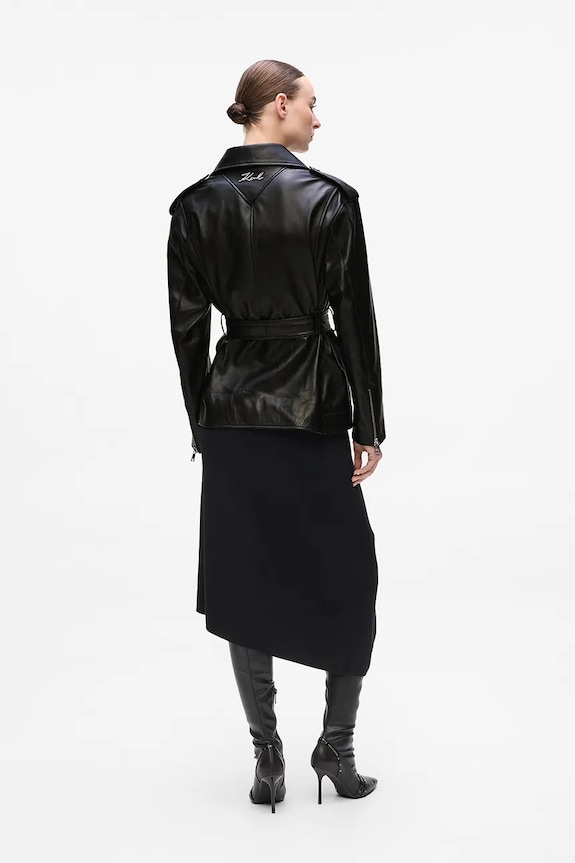 Kožená bunda Karl Lagerfeld A4W14061 černá AW25