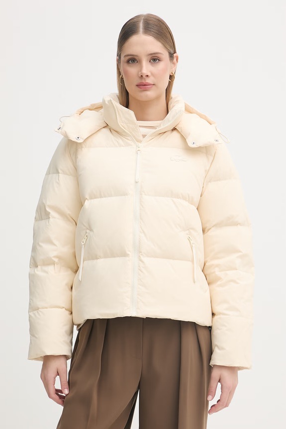Lacoste kurtka puchowa damska pozostałe beżowy BF3262