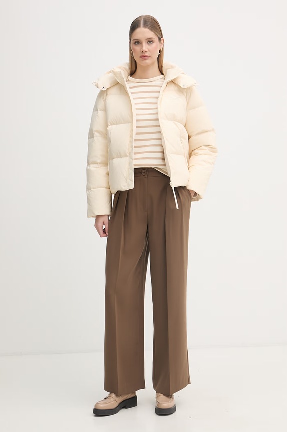 Lacoste kurtka puchowa damska BF3262 beżowy AW25