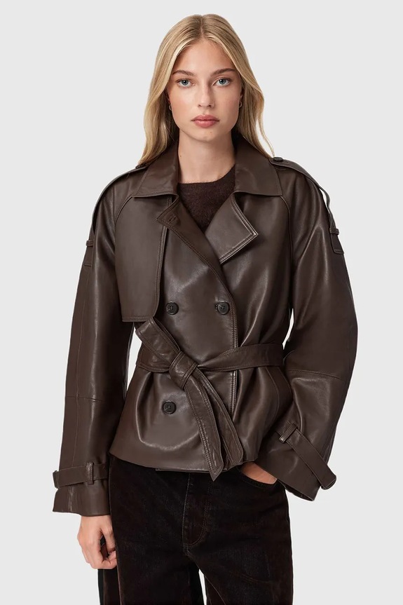 AllSaints trench in pelle REED senza marrone W035LD