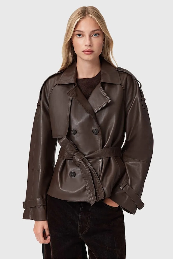 AllSaints trench in pelle REED senza marrone W035LD