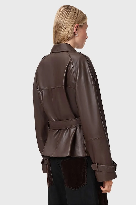 AllSaints trench in pelle REED W035LD marrone NC25
