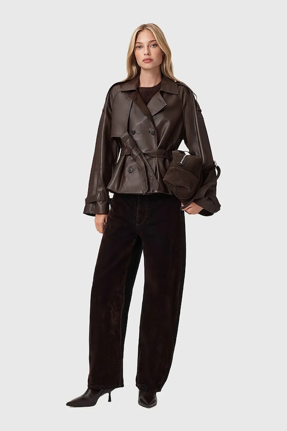 Abbigliamento AllSaints trench in pelle REED W035LD marrone