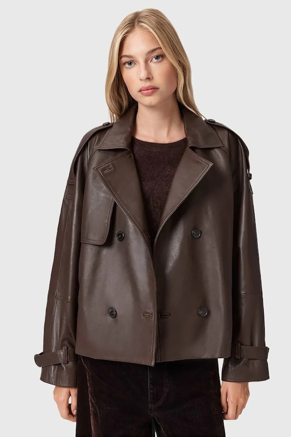 AllSaints trench in pelle REED marrone W035LD