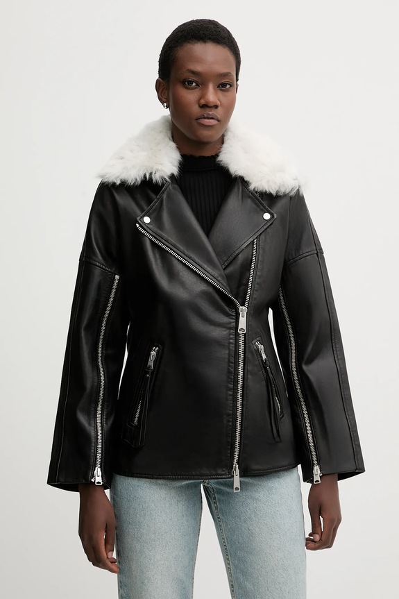 AllSaints bőrdzseki VENDRA fekete W021LD