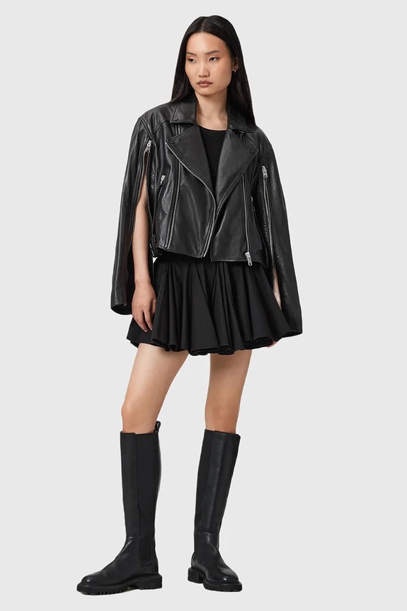 AllSaints bőrdzseki MASONE W007LD fekete