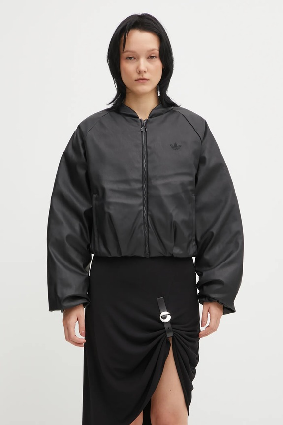Bunda adidas Originals Pleather Bomber zateplené čierna JX5332