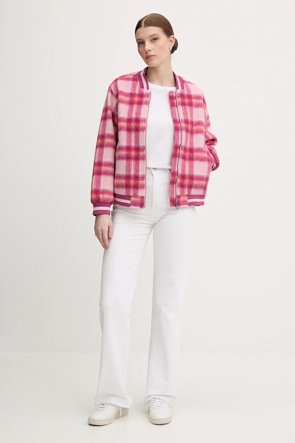 Bomber bunda s příměsí vlny United Colors of Benetton 20G9DN08S růžová AW25