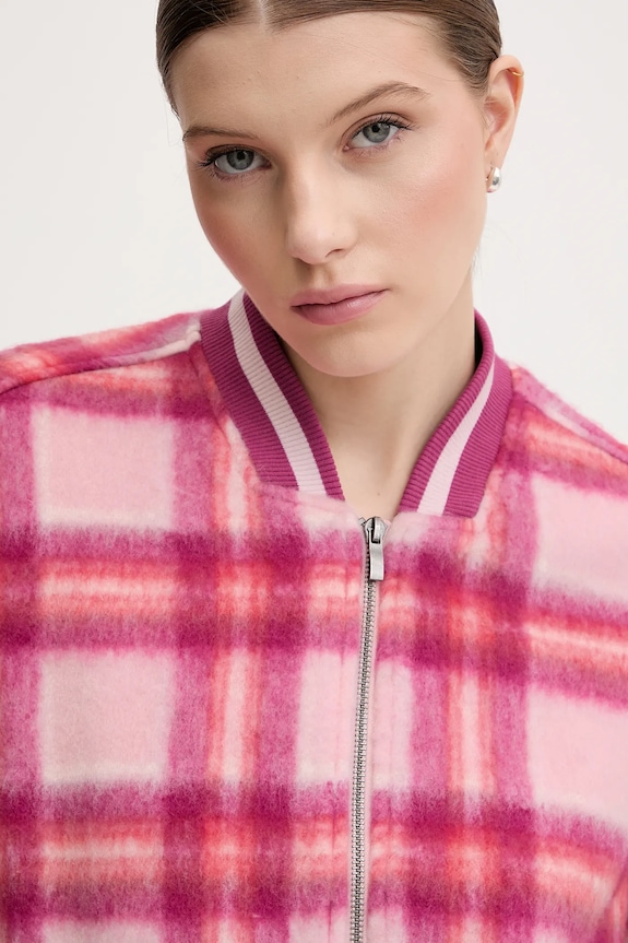 Bomber bunda s příměsí vlny United Colors of Benetton růžová 20G9DN08S