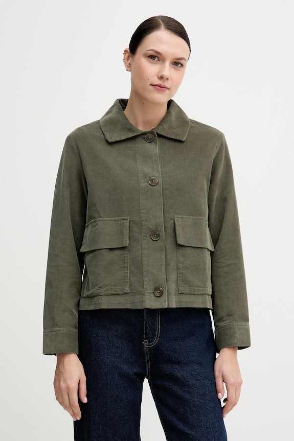 United Colors of Benetton cămașă din velur lung verde 294BDN091