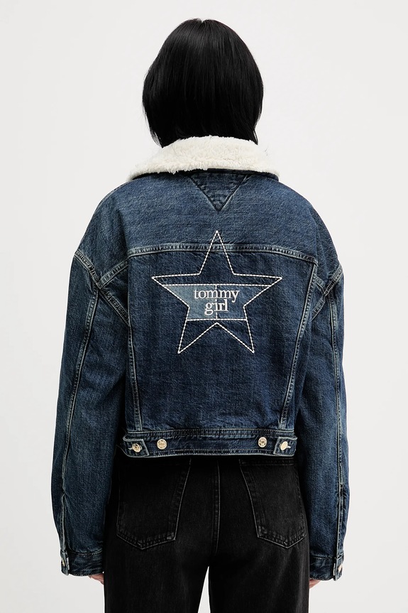 Ρούχα Τζιν μπουφάν Tommy Jeans DW0DW22485 σκούρο μπλε