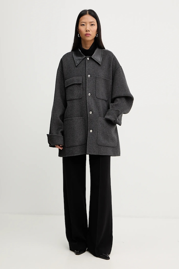 Nanushka jachetă din amestec de mătase NU25FWJK06794 NU25FWJK06794 gri AW25