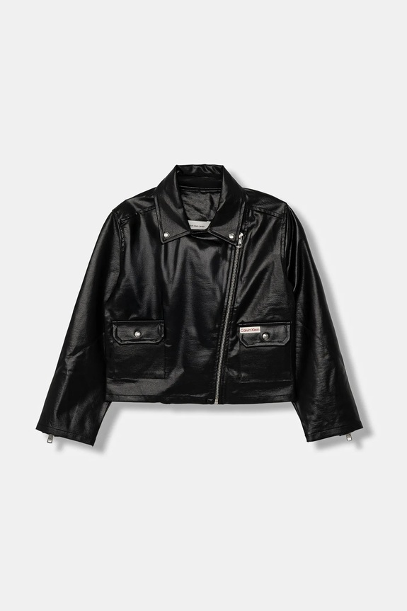 Otroška biker jakna Calvin Klein Jeans IG0IG02982.9BYA črna AW25