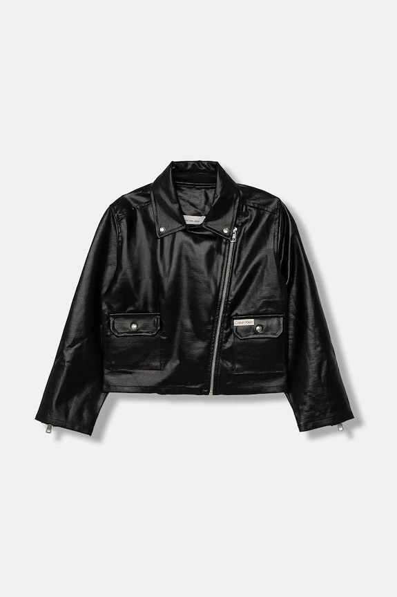Otroška biker jakna Calvin Klein Jeans IG0IG02982.9BYA črna AW25