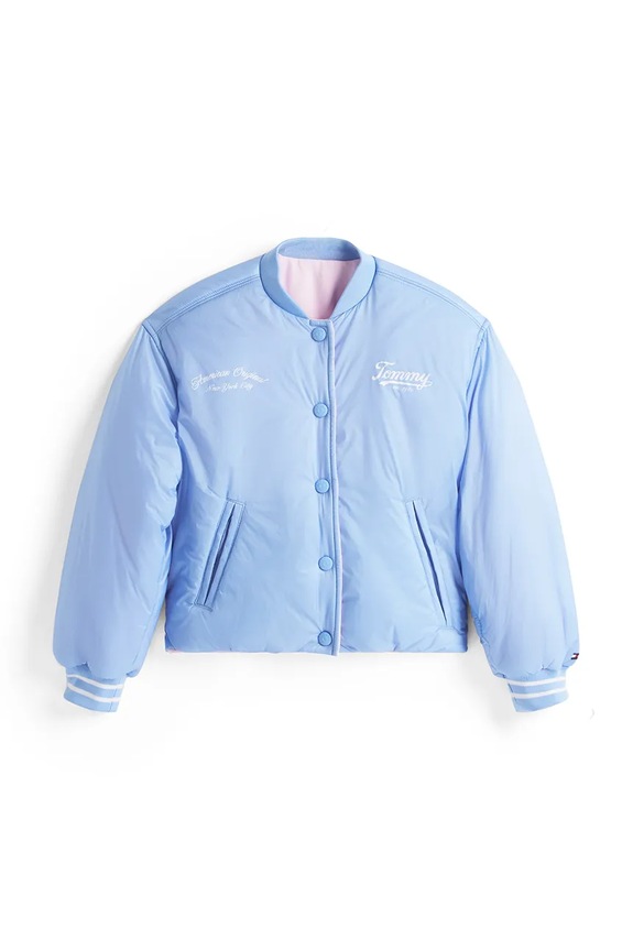 Detská obojstranná bomber bunda Tommy Hilfiger KG0KG08727.110.122.9BYA modrá AW25