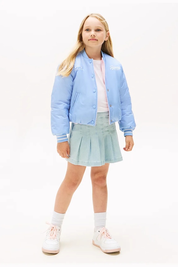Fete Tommy Hilfiger jachetă bomber reversibilă pentru copii KG0KG08727.110.122.9BYA albastru