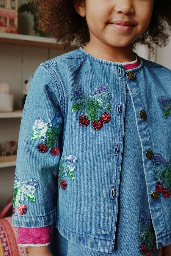 Konges Sløjd kurtka jeansowa dziecięca bawełniana MAGOT SEQUIN DENIM JACKET GOTS KS103890.9BYA