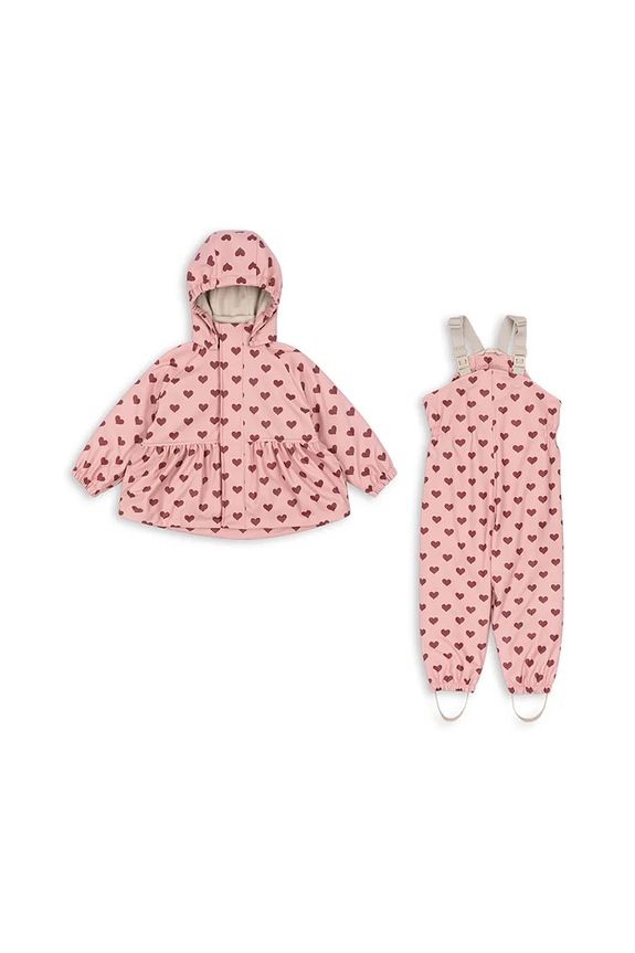 Komplet Konges Sløjd RAINY PALME SET GIRL s kapuljačom roza KS103531.9BYA