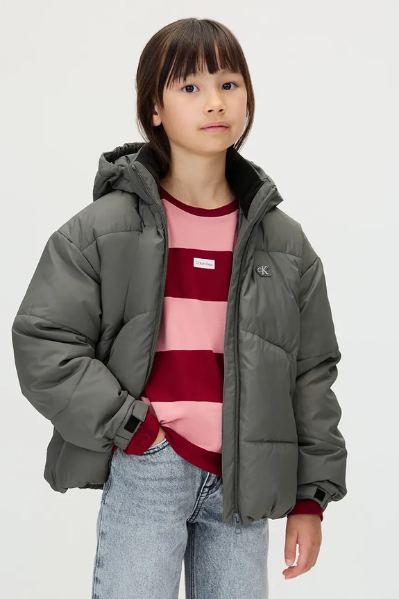 Calvin Klein Jeans geacă copii cu captuseala gri IG0IG02056.9BYA