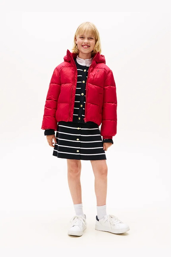 Παιδικό μπουφάν Tommy Hilfiger κόκκινο KG0KG08759.9BYA