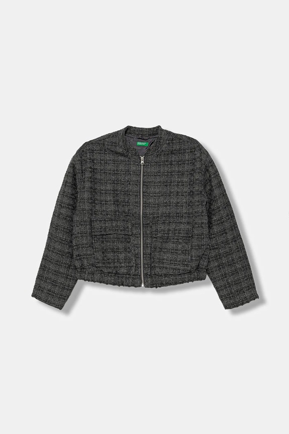 Detská vlnená bunda United Colors of Benetton bez kapucne sivá 2SHECN06K.G.seasonal
