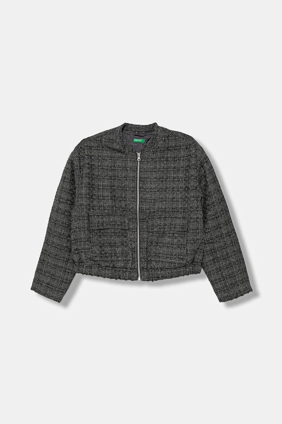 Detská vlnená bunda United Colors of Benetton bez kapucne sivá 2SHECN06K.G.seasonal