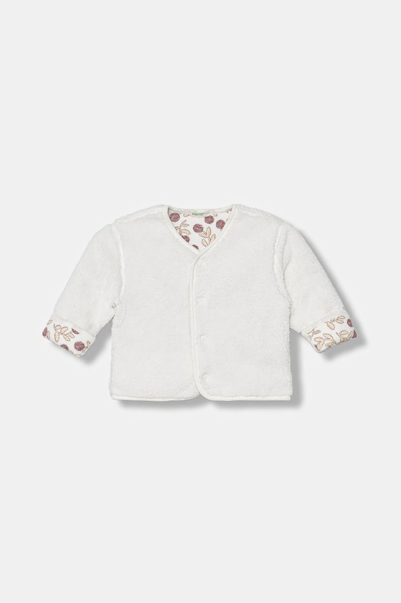 Majica od flisa za bebe United Colors of Benetton bez uzorka bijela 3EKNA501R.G.W.Seasonal