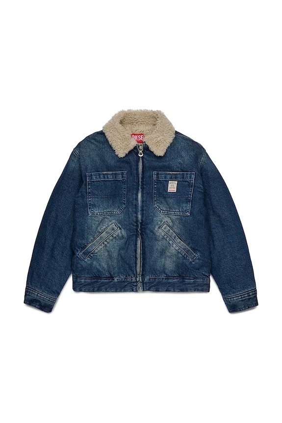 Dětská bavlněná bunda Diesel JOMOX-FUR JACKET s podšívkou modrá J02506