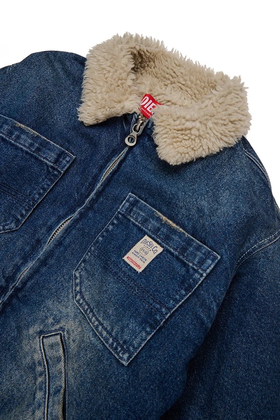 CHLAPEC Dětská bavlněná bunda Diesel JOMOX-FUR JACKET J02506 modrá