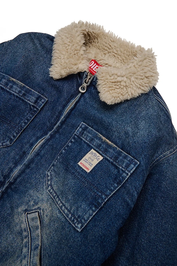 CHLAPEC Dětská bavlněná bunda Diesel JOMOX-FUR JACKET J02506 modrá