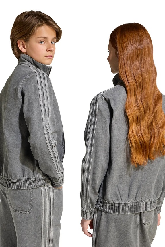 Παιδικό τζιν μπουφάν adidas Originals JV7801 γκρί