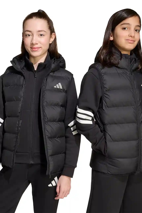 Dječji prsluk adidas s kapuljačom crna JL7386