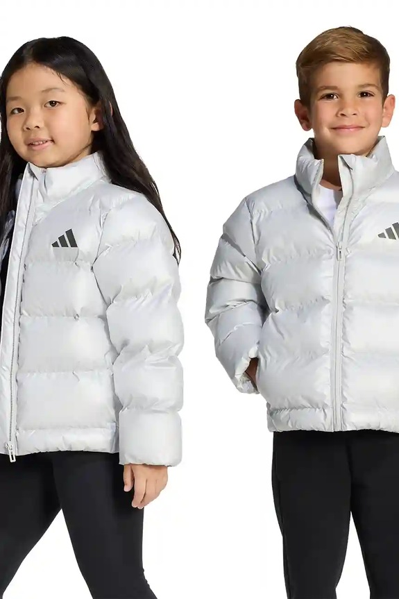 Detská bunda adidas zateplené strieborná JW2474
