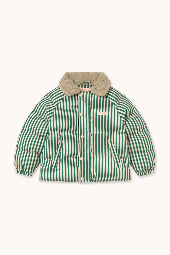 Tinycottons kurtka dziecięca GREEN STRIPES PADDED JACKET AW25.143 zielony AW25